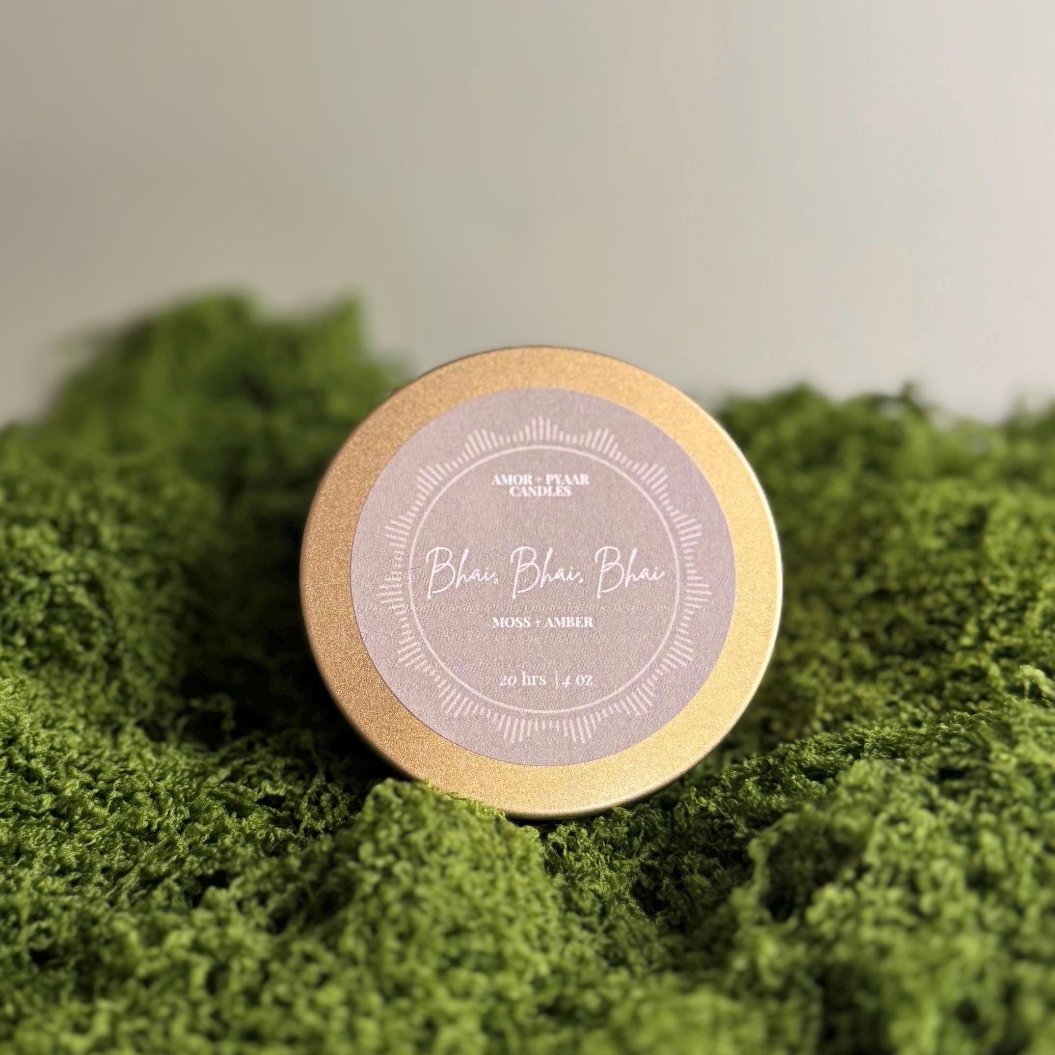 Bhai Bhai Bhai – Moss & Amber | House Of Reddy Collection | Soy Candle | 4oz