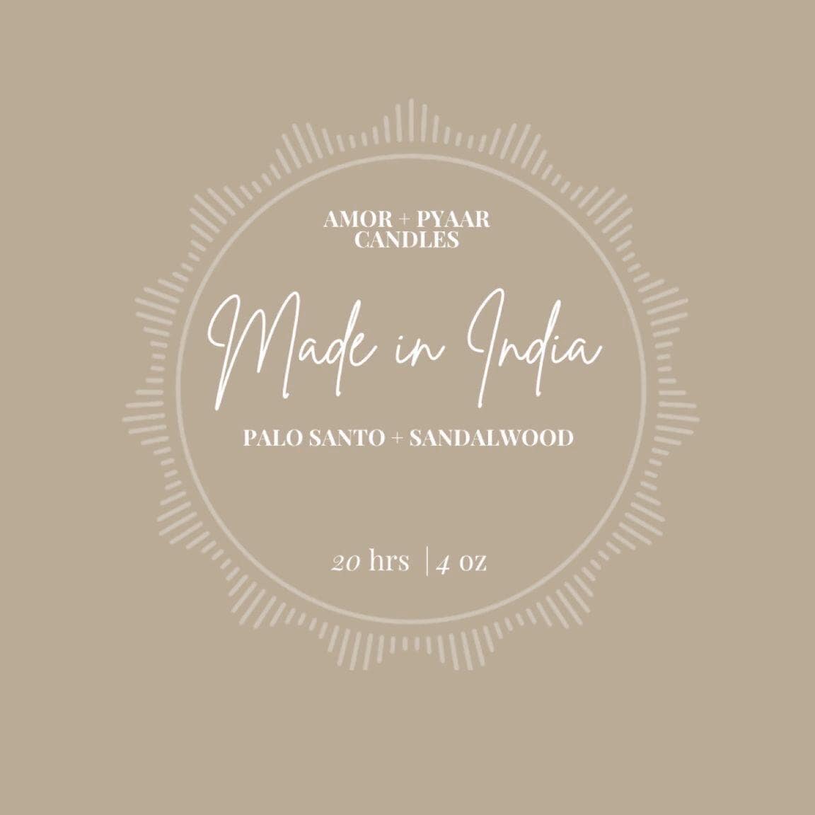 Made In India – Palo Santo & Sandalwood | House Of Reddy Collection | Soy Candle | 4oz